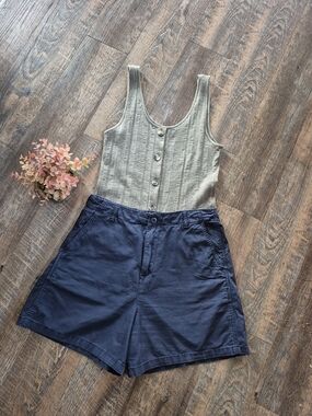 American Eagle Ribbed Tank & Piazza Italia Navy Shorts Summer Bundle Set L